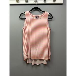 KAARI blue Shirt Womens Medium Orange White Striped Sleeveless Pullover‎ Top